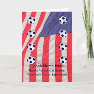 American Flag Kaart voor Voetbal coach, Blank Insi