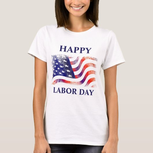 American Flag Labor Day in rood wit blauw T-shirt (Voorkant)
