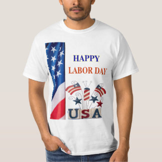 American Flag Labour Day in Red White Blue T-Shirt