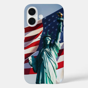 American Flag Lady Liberty iPhone 16 Hoesje