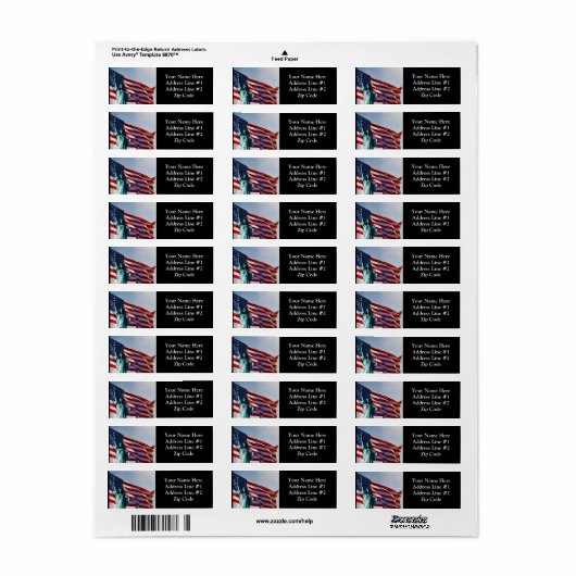 American Flag Lady Liberty Etiket (Full Sheet)