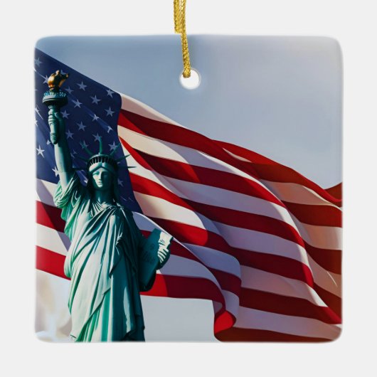 American Flag Lady Liberty Keramisch Ornament (Voorkant)