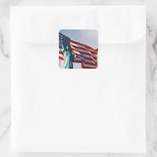 American Flag Lady Liberty Vierkante Sticker (Tas)