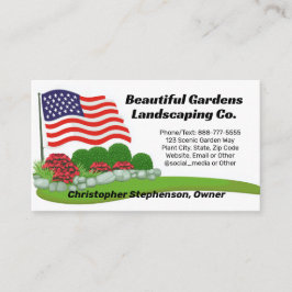 American Flag Landscape Lawn Care Patriottisch Visitekaartje