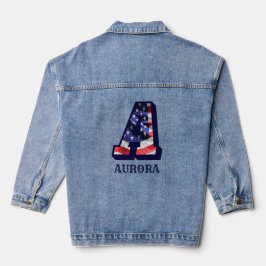 American Flag Letter A Personaliseer Jouw naam Denim Jacket