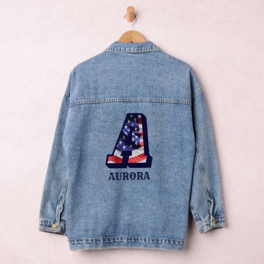 American Flag Letter A Personaliseer Jouw naam Denim Jacket (Hangar)