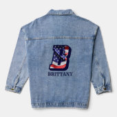 American Flag Letter B Personaliseer Jouw naam Denim Jacket (Achterkant)