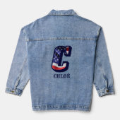 American Flag Letter C Personaliseer Jouw naam Denim Jacket (Achterkant)