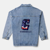 American Flag Letter G Personaliseer Jouw naam Denim Jacket (Achterkant)