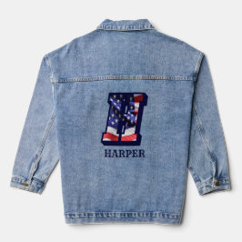 American Flag Letter H Personaliseer Jouw naam Denim Jacket