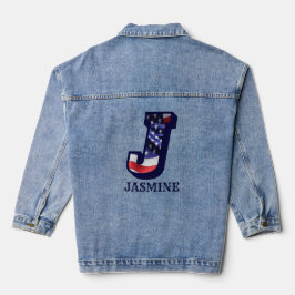 American Flag Letter J Personaliseer Jouw naam Denim Jacket