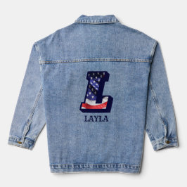 American Flag Letter L Personaliseer Jouw naam Denim Jacket