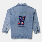 American Flag Letter N Personaliseer Jouw naam Denim Jacket (Achterkant)