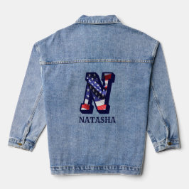 American Flag Letter N Personaliseer Jouw naam Denim Jacket