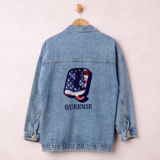 American Flag Letter Q Personaliseer Jouw naam Denim Jacket (Hangar)