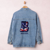 American Flag Letter R Personaliseer Jouw naam Denim Jacket (Hangar)