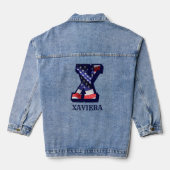 American Flag Letter X Personaliseer Jouw naam Denim Jacket (Achterkant)