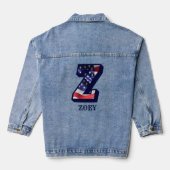 American Flag Letter Z Personaliseer Jouw naam Denim Jacket (Achterkant)