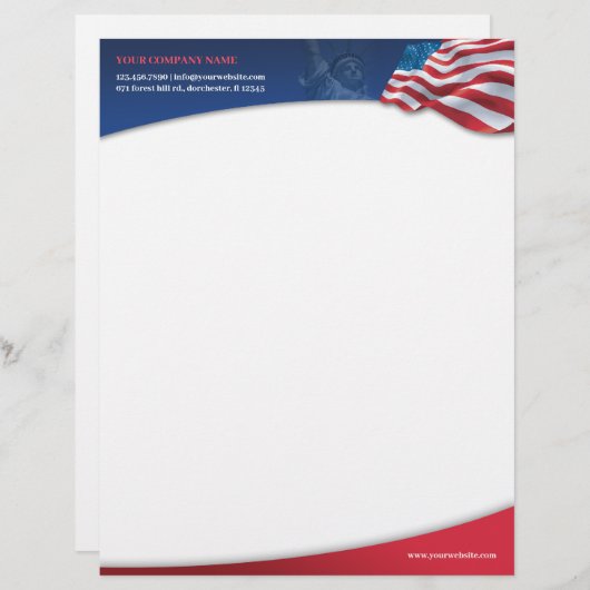 American Flag Letterhead Briefhoofd Sjabloon (Voorkant / Achterkant)