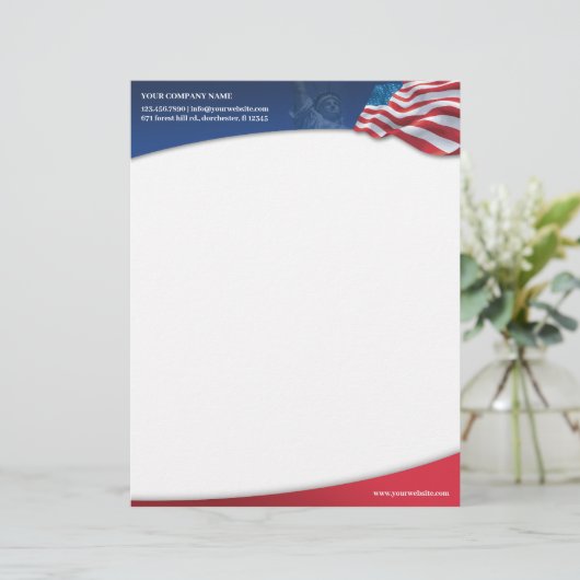 American Flag Letterhead Briefhoofd Sjabloon (Staand voorkant)
