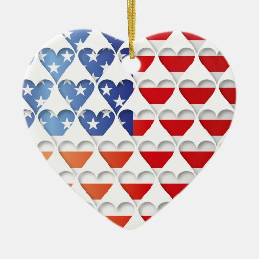 American Flag Love Hearts Keramisch Ornament (Voorkant)