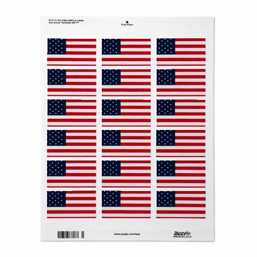 American Flag Magically Flag  Etiket (Full Sheet)