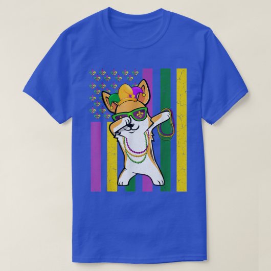 American Flag Mardi Gras Corgi Dog Festival Puppy T-shirt (Design voorkant)