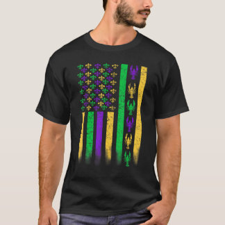 American Flag Mardi Gras Crawfish T-shirt