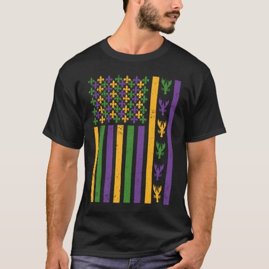American Flag Mardi Gras Crawfish  USA Flag Mardi  T-shirt (Voorkant)