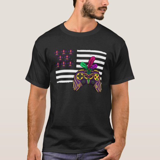 American flag mardi gras gaming parade 1 t-shirt (Voorkant)