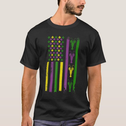 American Flag Mardi Gras Mardi Gras Crawfish Outfi T-shirt (Voorkant)