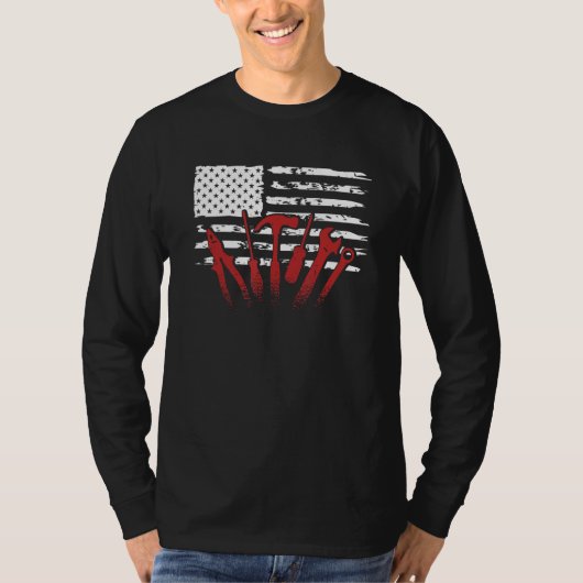 American Flag Mechanic Handyman Trade Distressed U T-shirt (Voorkant)