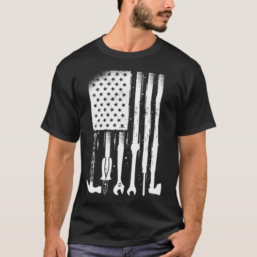 American Flag Mechanic Tools Proud Craftsman Veren T-shirt (Voorkant)