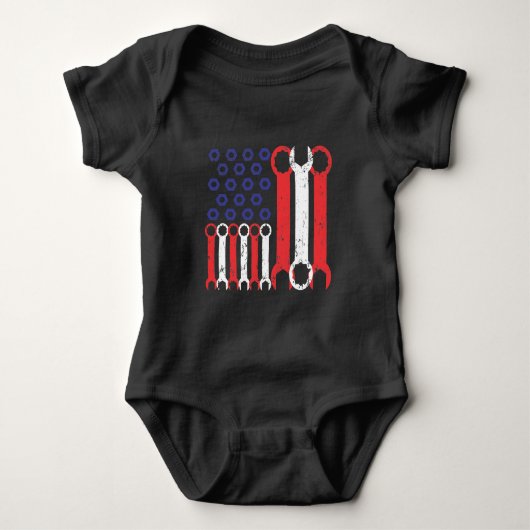American Flag Mechanic Tools USA Love Craftsman Romper (Voorkant)