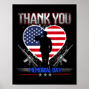 American Flag Memorial Day Shirten voor mannen vro Poster