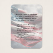 American Flag Memorial Fotogebed Kaarten Visitekaartje (Achterkant)