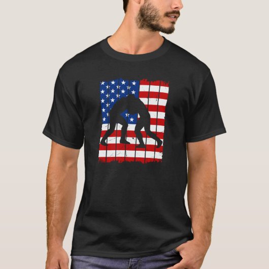 American Flag Men Wrestling T-shirt (Voorkant)
