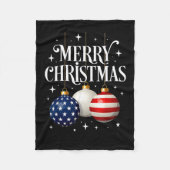 American Flag Merry Christmas Tree Baubles Us Patr Fleece Deken (Voorkant)