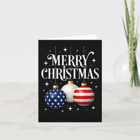 American Flag Merry Christmas Tree Baubles Us Patr Kaart (Voorkant)