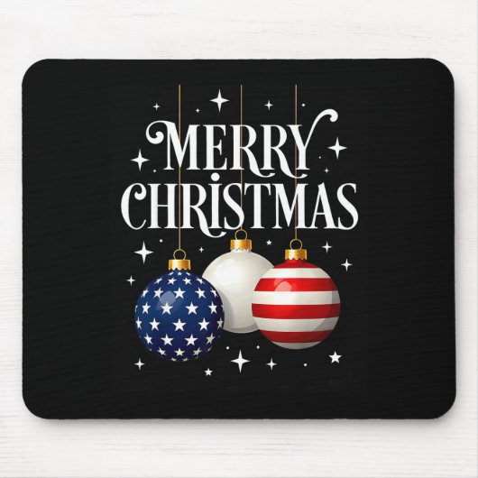 American Flag Merry Christmas Tree Baubles Us Patr Muismat (Voorkant)