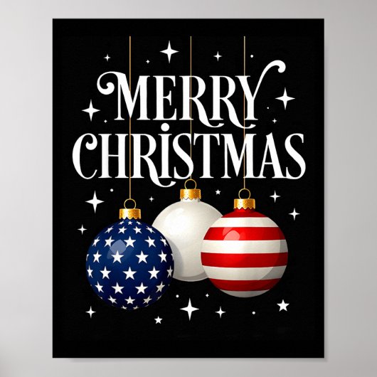 American Flag Merry Christmas Tree Baubles Us Patr Poster (Voorkant)