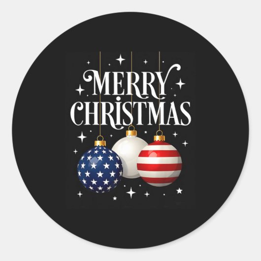 American Flag Merry Christmas Tree Baubles Us Patr Ronde Sticker (Voorkant)