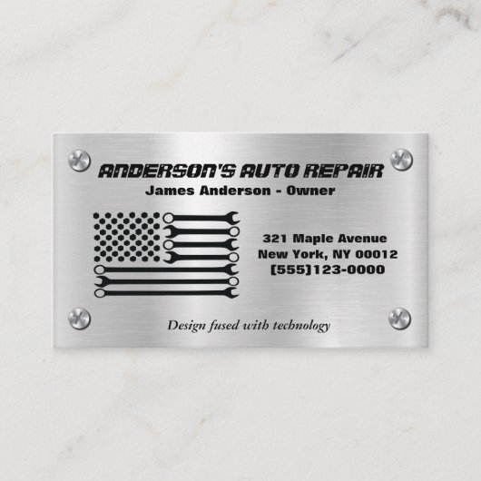 American Flag Metal Mechanic Repair Visitekaartje (Voorkant)