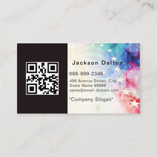 American Flag Metallic Welding Fabricator QR Code Visitekaartje (Achterkant)