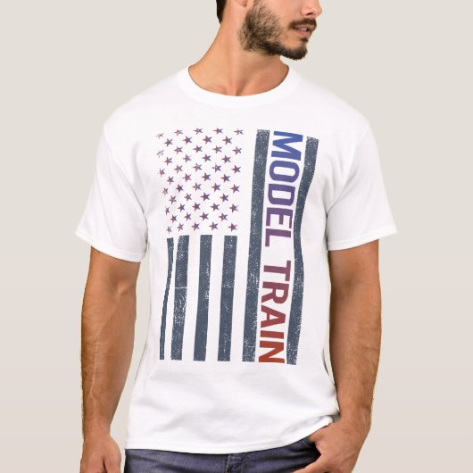 American Flag Model Trein Trein Spoorweg T-shirt (Voorkant)