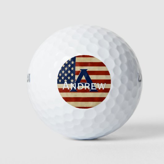 American Flag Monogram Personalized Golf Ball Golfballen (Voorkant)