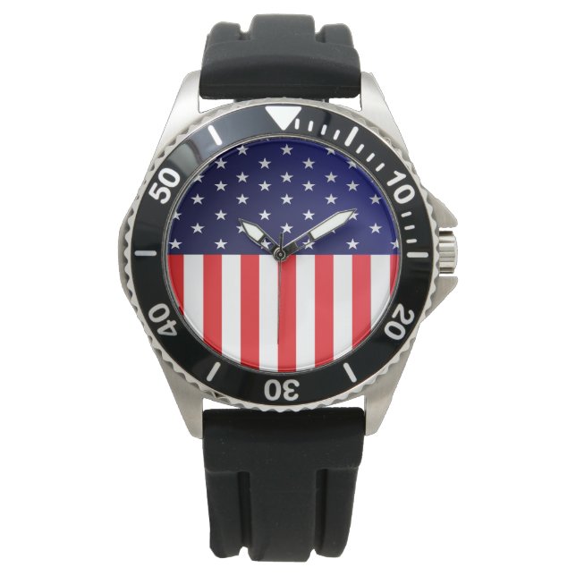 American Flag Monogram Pocket Watch Horloge (Voorkant)