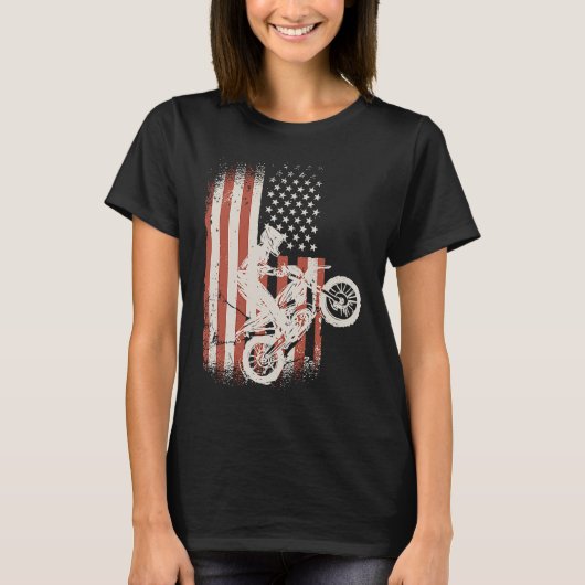 American Flag Motocross Enduro Motocross T-shirt (Voorkant)