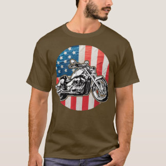 American Flag Motorcycle Biker146 T-shirt