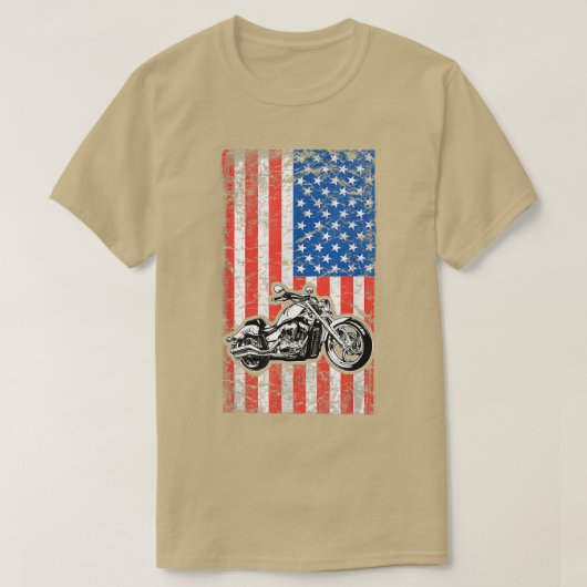 American Flag Motorcycle Biker160 T-shirt (Design voorkant)